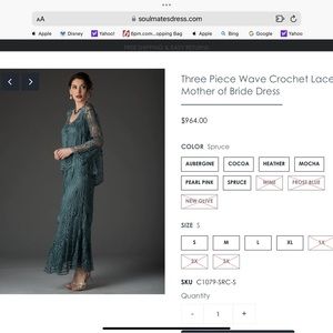 Soulmates Three Piece Wave Crochet Lace Mother of Bride Dress